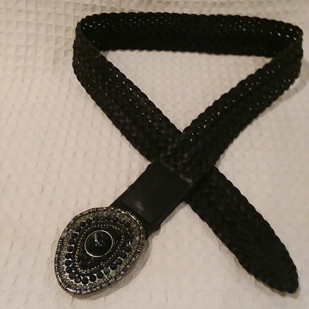 Jessica Simpson Black Braided Belt